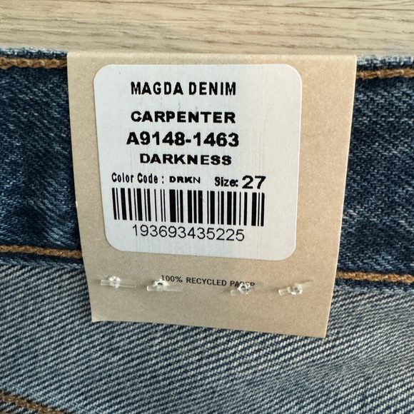 NWT AGOLDE Magda Denim Carpenter Darkness High Waist Loose fit 27 Organic Denim - Picture 9 of 13